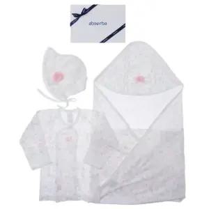 [갤러리아] (압소바말띠출산축하신생아저고리)꽃토끼뱀부배냇저고리+속싸개+모자세트(A1A-10SS)