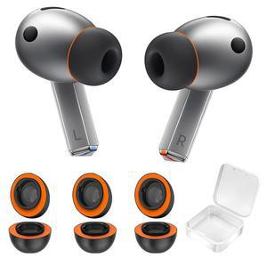 [포르르] 삼성 갤럭시 버즈3 프로, 더블 레이어 미끄럼 방지, 울트라 컴포트, 더 나은 노이즈 캔슬링, 충전 케이스에 장착하기 위한 KASOTT 최고의 메모리 폼 & 실리콘 하이브리드 이어 팁, 3쌍(블랙 오렌지, S //M