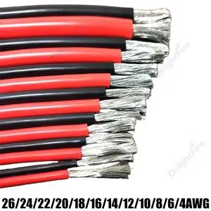실리콘 케이블 레드 블랙 와이어 자동차 배터리 자동차 전기선 26 24 22 20 18 16 14 12 10 8 6 4AWG 태양