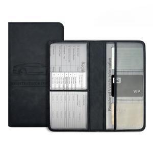 자동차 등록증 및 보험증 홀더, 가죽 면허증 문서 블랙 글로브 박스 수납함, 지갑 케이스