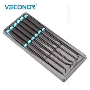 오일 도장 후크 세트 242mm 길이 TPR 핸들 니켈 도금 구부러진 직선 날카로운 조합 수공구 6 개