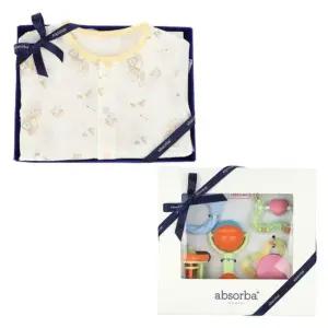 [갤러리아] (압소바26년신상,출산,백일에쁜아기옷)비행기7부바디슈트+딸랑이5종세트(A13-13608)