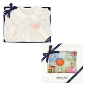 [갤러리아] (26신상,말띠출산,백일,예쁜아기옷)꽃토끼뱀부우주복+딸랑이5종세트(A11-12613)