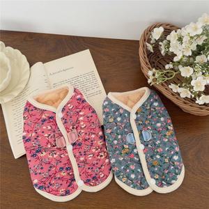 강아지 고양이 겨울옷 패션 플로럴 코트 애완동물 따뜻한 재킷 치와와 요키 훈트 플러시 조끼