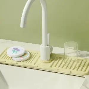 실리콘 세면대 물고임 방지 수도꼭지 드레인 패드 싱크대 물받이 매트 수전 물빠짐 자동배수 물때방지 깔개