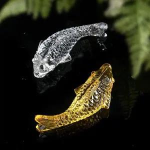 정원 물고기 장식 스몰 옐로우 조각상 공예 유리