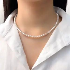 [오팔하우스] 14k 점토볼 피치 5mm 스왈 진주 목걸이 OPPN0659