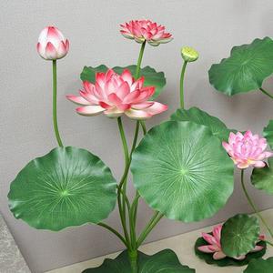 연꽃 조화 연잎 인테리어 6개 파우더 꾸미기 글리터 장식 작은 아트