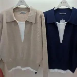 Destijl HC06 봄느낌 앞민소매 레이어드 깔끔한 카라 니트티  D2613sw07