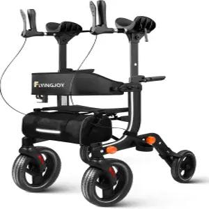 좌석과 조절 가능한 높이 등받이가 있는 경량 업라이트 롤레이터 워커 올터레인 접이식 300파운드 용량