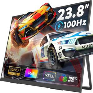 QQU 23.8 인치 휴대용 모니터 IPS FHD 1080P 300Cd/m ² 100% SRGB 게임 화면 노트북 Mac Xbox PS4/5 스위