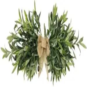 24인치 꽃무늬 스웨그 인조 올리브 녹색 잎이 달린 봄꽃무늬 수제 현관 나뭇가지 잎사귀 장식용 웨딩 아치