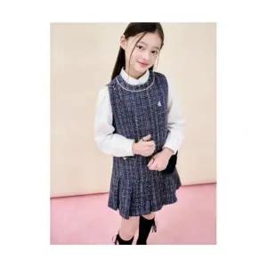 브랜드 빈폴키즈 BEANPOLE KIDS 러블리 빙키 걸즈 클래식 베스트형 트위드 원피스퍼 가방 세트 - 네이비 B