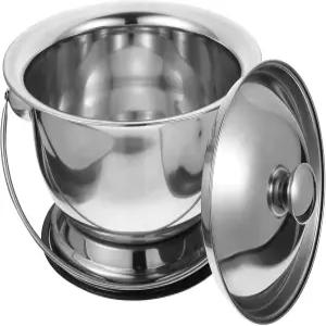 침대 옆 여행용 노인 성인 를 위한 뚜껑이 있는 제로데코 챔버 냄비 스테인리스 스틸 스푼 휴대용 소변 팬