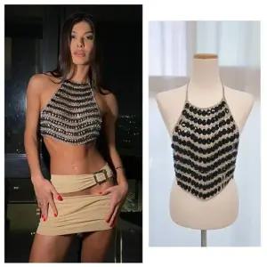 체인탑 핸드메이드 페스티벌 블랙구슬 체인 나시 탑 나시 브라