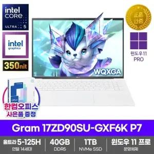 LG전자 그램17 17ZD90SU-GXF6K P7 노트북 윈도우11프로 40GB SSD1TB 울트라5-125H 업무용 대학생 가벼운