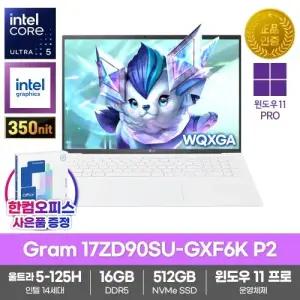 LG전자 그램17 17ZD90SU-GXF6K P2 노트북 윈도우11프로 16GB SSD512GB 울트라5-125H 업무용 대학생 가벼운