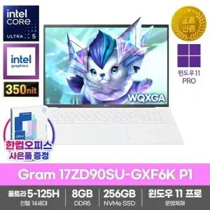 LG전자 그램17 17ZD90SU-GXF6K P1 노트북 윈도우11프로 8GB SSD256GB 울트라5-125H 업무용 대학생 가벼운