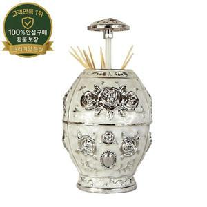 계란 모양의 유럽 스타일 이쑤시개 상자 자동 엠보싱 장미 패턴 꽃무늬 이쑤시개 홀더 레트로 프레스 타입