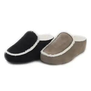 국내생산 바우3 스웨이드 통굽 털 슬리퍼 4cm