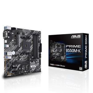 ASUS Prime B550M-K AMD AM4 Zen 3 Ryzen 5000 및 3세대 Micro-ATX 마더보드(PCIe 4.0, ECC 메모리, 1Gb LAN, 듀얼 M.2, USB 3.2 Gen 2 Type-A, HDMI 2.1 4K@60Hz, DVI, D-Sub) 실버