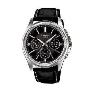 [신세계라이브쇼핑]카시오 MTP-1375L-1A 남성 라운드 아날로그 가죽 손목 시계