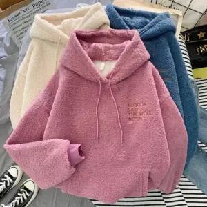 겨울 루즈핏 후리스 뽀글이 플리스 양털 후드 티셔츠