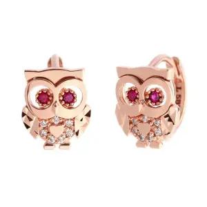 14K 하트 부엉이 루비큐빅 원터치 귀걸이 한쌍 PNE23792