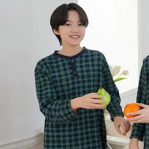 [하프클럽/]핫주니어복구잠옷 남 그린체크