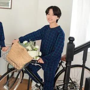 [하프클럽/]핫주니어복구잠옷 남 네이비체크