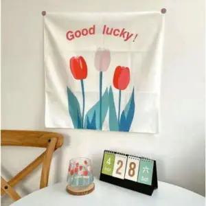 포스터 패브릭 가리개 인테리어 벽 포인트 튤립 레드