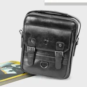 블랙- 클래식한 소가죽 캐주얼 크로스 고급 남성 수납 WBA05E9