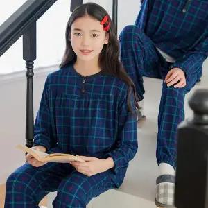 [하프클럽/]핫주니어복구잠옷 여 네이비체크