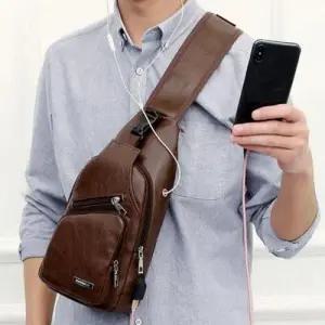 일상 패션 다양한 수납력 데일리 남성 레더 슬링백 WF6565B