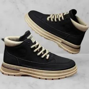 [옷자락]남성 스티치 레이스업 캐주얼 일상 중간 워커 부츠