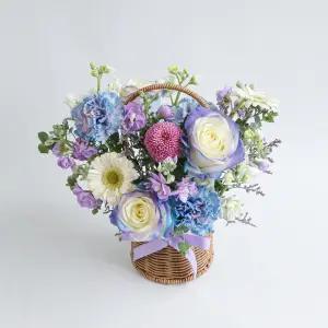 오로라 생화꽃바구니