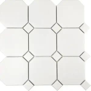 옥타곤 팔각모자이크타일 95mm 화이트+화이트 현관욕실