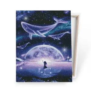 DIY 비즈 큐빅 보석 십자수 캔버스형 신비한 바다고래 40X50