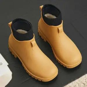 남성 용 레인 슈즈 앵클 발목 부츠 털안감 장화 겨울