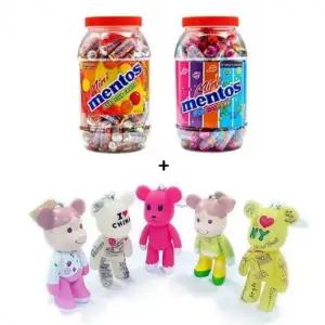 대용량 미니멘토스 100입 포포베 14cm 랜덤 키링 세트