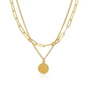 [골드모아]여자 순금 목걸이 18.75g [클립 민줄 레이어드]