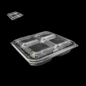 KS0924 4칸 블랙 뚜껑+용기 PET재질 360개 사각용기