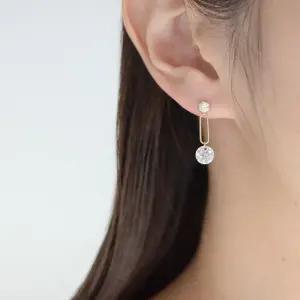 14k 컷팅 클립 큐빅 귀걸이 OPPE0197