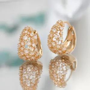 [룽스]핀 예쁜귀걸이 큐빅 볼드 원터치링 귀걸이 14K