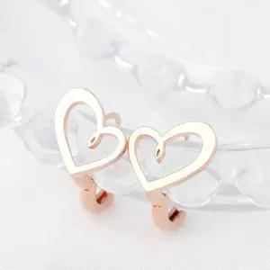 [룽스]로즈골드 하트 원터치 주얼리 링 귀걸이 14K