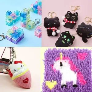 LED 테트리스 키캡 4구 딸깍이 키링 검정 고양이 인형 키링