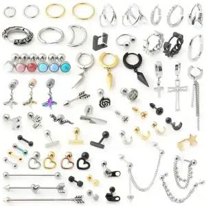 써지컬스틸 피어싱 귀걸이 남자 여자 링 세그먼트링 드롭 체인
