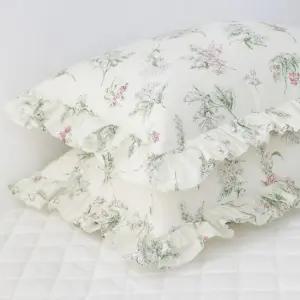 아망떼 허밍가든 순면광목 프릴 누빔베개커버 50x70