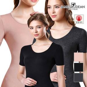 제임스딘 여성 반팔 상의 발열 내의 빅사이즈 85-105 기능성 라운드 겨울 성인 내복
