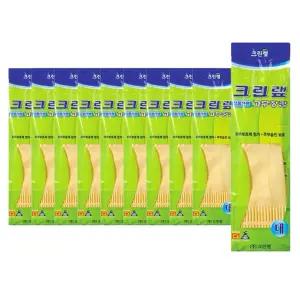 크린랩 고무장갑 식품전용 고무장갑 미색 대 10개